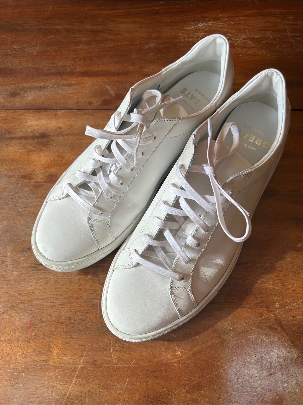 Greats White Leather Low-Top Sneakers - Minimal Lace-Up